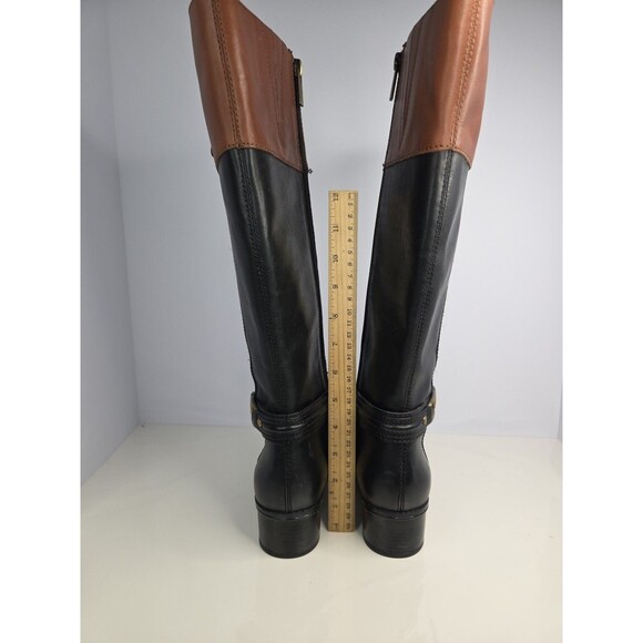 Bandolini Black Leather Riding Boots Zip Closure Brown Leather Accents Sz 7 M - Picture 4 of 15